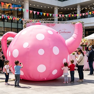 Ballon gonflable géant rose à pois avec ventilateur intégré, impression numérique, thème Alice au pays des merveilles, fête du thé du Chapeleur fou, extérieur - Product Image 4