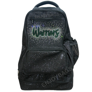 ラインストーンとダイヤモンドロゴ入りカスタム可能チアバックパック：チアリーダー＆ダンサー向けカジュアルスポーツバッグ（ジッパー開閉式） - Product Image 2