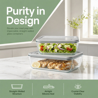 Boîte à lunch en verre borosilicate sans BPA, résistante aux micro-ondes, avec couvercles anti-fuite, empilable, résistante à la chaleur, pour les nouveau-nés et l'école