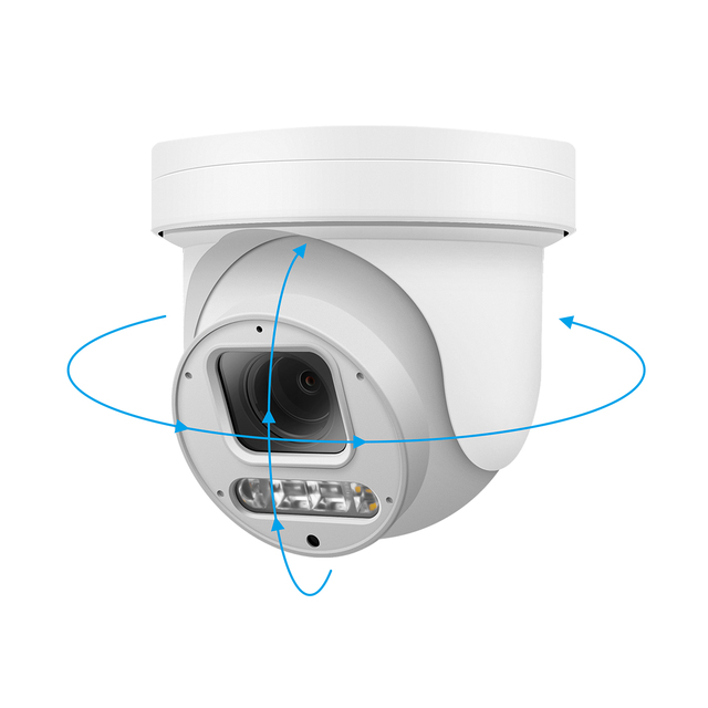 NDAA Active Deterrence 4K 8MP Turret PTZ PoE IP Security Camera Pan Tilt 5X ZOOM Smart Color Night AI Detection Two Way Audio