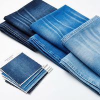 Tissu denim délavé bleu extra profond 196A 3K, haute élasticité, 70 % coton, 27 % polyester, 3 % élasthanne, 11,5 oz, pour jeans et pantalons