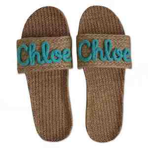 Sandalias de Lino Personalizadas con Nombre, Pantuflas de Playa Tejidas Estilo Boho para Fiesta Nupcial, Regalo para Novia, Dama de Honor, Mamá - Product Image 1