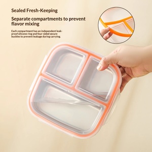 Contenedor de Aperitivos Dividido de Acero Inoxidable 304 con Tapa Hermética, Lonchera Bento de 3 o 4 Compartimentos para Niños y Adultos, Preparación de Comidas - Product Image 2
