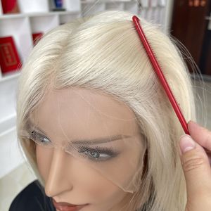 European Human Hair <b>Wig</b> Blonde #60 Invisible Lace Hairline 5X5 Silk Top Weft Medical <b>Wig</b> Wholesale Factory Ready to Ship - Product Image 2