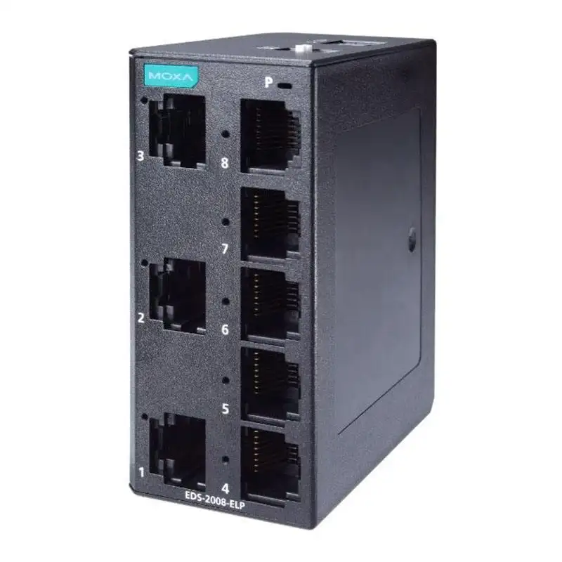 Düşük fiyat Moxa 8-port giriş seviyesi yönetilmeyen Ethernet anahtarı Eds-2008-elp endüstriyel ağ anahtarı