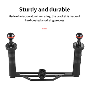 Estabilizador de bandeja de aluminio extensible con manijas dobles, empuñadura de soporte de mango de buceo para carcasa de cámara subacuática <span class=keywords><strong>Go</strong></span> <span class=keywords><strong>Pro</strong></span>/Canon/<span class=keywords><strong>Sony</strong></span> - Product Image 3