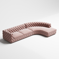 Ensemble de canapés de salon de haute qualité mobilier canapé d'angle chesterfield moderne en velours rose