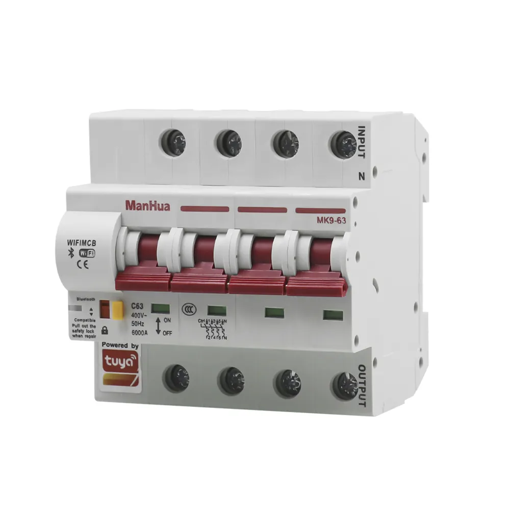 Manhua MK9-63 4P WiFi Smart Circuit Breaker Short Circuit Protection Timed Smart Reclosing Switch Remote Control