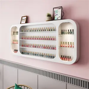 China Suppliers Custom Make Modern Wood Wall Stand Solon Furniture Nail Polish Rack Display Cabinet