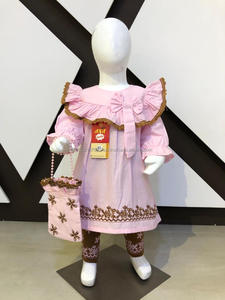 Chemise en popeline de coton style Jhabla avec sac à main et pantalon imprimé jersey, robe décontractée pour bébé fille - Product Image 4