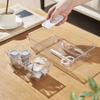 Organiseurs de tiroirs rectangulaires en plastique transparent, écologiques et multifonctionnels, bacs de rangement pour salle de bain, bacs de rangement pour commode