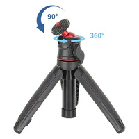 Mini trépied pliable télescopique pour selfie stick avec rotule et griffe porte-accessoire UNC 1/4 pour éclairage LED et caméra d'action