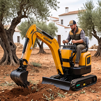 Mini-excavatrice sur chenilles 1 tonne avec moteur, pompe, rayon de braquage court, rotation de la benne à zéro déport et flèche pivotante