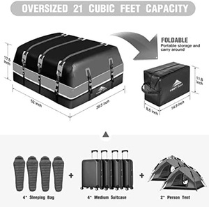 Sac de toit souple imperméable 600D PVC universel pour SUV 400L-500L verrouillable avec bandes réfléchissantes - Product Image 3