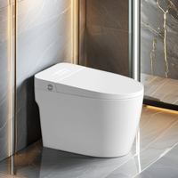 WC intelligent à poser au sol avec fonctionnalités avancées, séchage à air chaud en céramique, télécommande, siège chauffant, drainage en P-trap