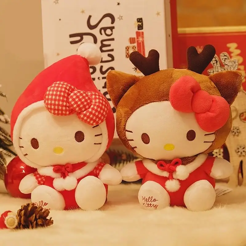 ホット販売日本の漫画ピンクハローKT猫ぬいぐるみ鹿キティぬいぐるみカワイイHalokittyクリスマスクリスマスキッズおもちゃ