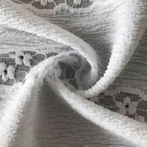 Tessuto di pizzo da donna in maglia Jacquard in poliestere riciclato 95% floreale ricamato bianco leggero - Product Image 5