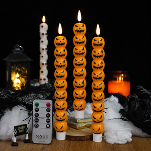 Mini bougies LED Halloween en forme de crâne et de citrouille, empilables, décorations gothiques effrayantes pour fêtes, remplisseurs de paniers de mariage, cadeaux d'automne pour les fêtes - Product Image 5