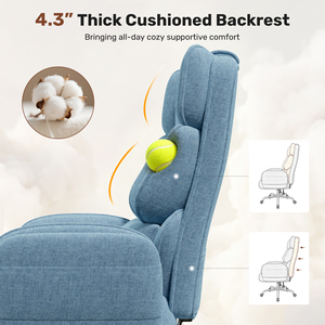Chaise de bureau pivotante rembourrée moderne, accoudoirs réglables multi-angles, coussin épais, chaise de bureau confortable, chaise d'ordinateur rembourrée - Product Image 4