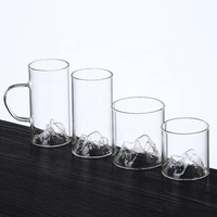 Verre à vin en verre borosilicate de haute qualité personnalisé en usine avec un design de montagne 3D japonais, ensemble luxueux vintage de 3 pièces
