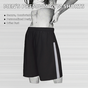Shorts de sport décontractés en maille unie de qualité supérieure pour hommes, taille mi-haute, coupe ajustée pour l'entraînement HIIT et la musculation - Product Image 2