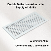 Grille de ventilation carrée en alliage d'aluminium antirouille personnalisée avec couvercle en maille, persienne réglable à double déflection pour mur et plafond HVAC