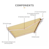6.6 'x 5' auvent extérieur auvent blanc gris rayures restaurant fenêtre pare-soleil abri fait durable polyester voile matériel