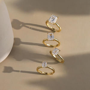 RINNTIN BLZR41 S925 Sterling Silber Smaragds chliff Solitaire 8A Zirkonia CZ Hochzeits versprechen Ringe Verlobung sring für Frauen - Product Image 4