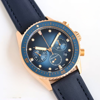 Montre pour homme professionnelle automatique mécanique avec chronographe Flyback personnalisé, squelette, boîtier en or rose et cadran bleu, design époustouflant