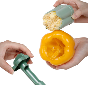 Coupe-poivrons en forme de cœur pour la cuisine, modèle amélioré 2-en-1 pour couper rapidement les légumes - Product Image 4