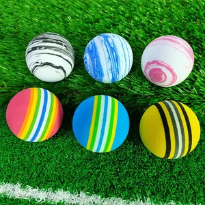 Venta al por mayor de pelotas de golf interactivas de esponja EVA amarillas y azules, pelotas de entrenamiento con sonajero para masticar en interiores - Product Image 3