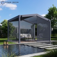Luxueus handmatig bedienbaar buitenpergola systeem met aluminium lamellen dak voor terrassen & patio's, lamellen paviljoen sets