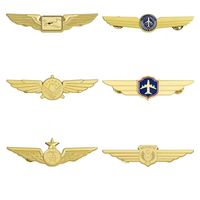 Insigne de broche uniforme de service aérien en forme d'aile en gros broche en métal de commandant d'avion doré avec broche d'emblème de capitaine d'avion d'embrayage