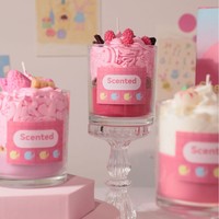 Velas Aromáticas Personalizadas en Forma de Taza de Postre con Coberturas de Galletas de Frutas, Aromas y Estilos Variados, Vela de Regalo de Marca Privada para Venta al por Mayor
