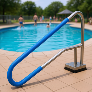 ราวบันไดสระว่ายน้ำ 54 x 32 นิ้ว สแตนเลส 304 ฐานกันลื่นแบบถอดได้ รุ่นสำหรับสวนน้ำ - Product Image 2