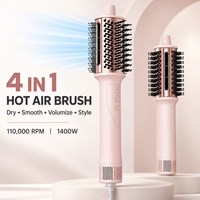 Brosse à air chaud professionnelle OEM 4 en 1, 1400W, 110000RPM, moteur sans balais, sèche-cheveux, boucleur, lisseur pour salon et hôtel