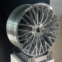 Rines de Aluminio Forjado de Diseño Personalizado al por Mayor, Rines de Malla Cóncava Profunda con Acabado Plateado Pulido para Tuning de Autos de Alto Rendimiento
