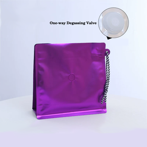 Bolsa Plana Morada con Cierre de Cremallera, Bolsas de Plástico para Café con Cordón Portátil para 125g 250g 500g de Granos de Café - Product Image 2