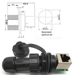 Adaptateurs RJ45 pour connecteurs de module fibre optique <span class=keywords><strong>double</strong></span> port M20 <span class=keywords><strong>4K</strong></span> pour <span class=keywords><strong>prise</strong></span> aviation mâle/femelle, indice de protection IP54, PC ABS Nylon - Product Image 3