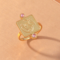 Cincin Islam Allah dari Baja Anti Karat, Panel Persegi, Batu CZ, Emas Perak, untuk Pria, Hadiah Ramadan, Grosir, Laris Manis