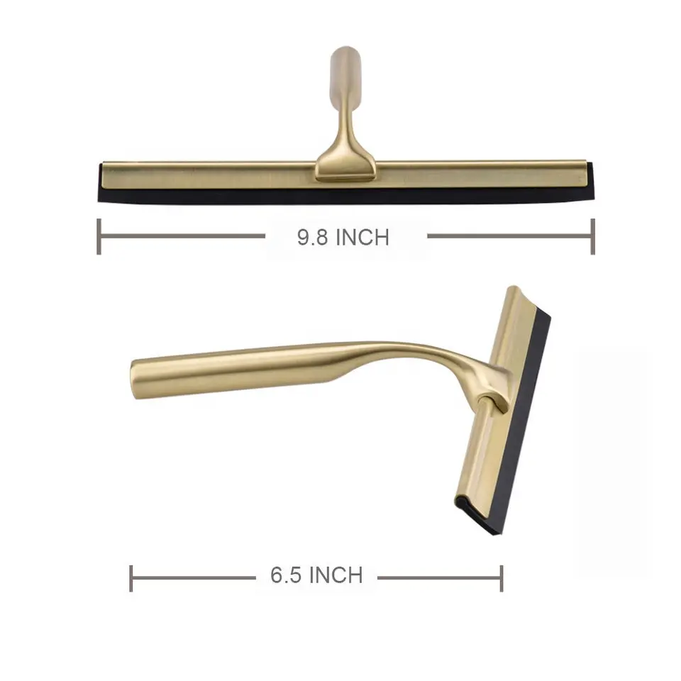 공장 맞춤형 미니 고무 스퀴지 확장 가능한 창 및 바닥 자동차 유리 청소기 골드 샤워 스퀴지 금속 손잡이