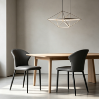Chaise de salle à manger minimaliste contemporaine avec pieds en métal et revêtement en cuir PU pour la maison, l'appartement, l'école et l'hôtel