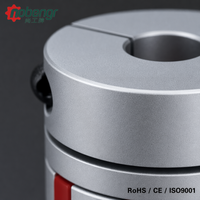 Coupleur araignée remplaçable en aluminium argenté avec pince élastomère rouge, radial à jeu nul pour moteur pas à pas, vis à billes, encodeur CNC