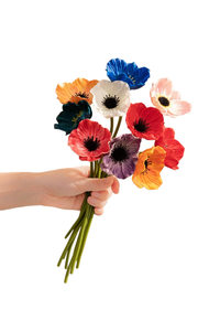 Fleur artificielle de pavot-anémone à tige, fleur de pavot-anémone réaliste, centre rouge et noir, pour décoration - Product Image 2