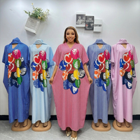 Robe Abaya musulmane élégante pour femme, longue, brodée, col en V, en rayonne, pour l'Aïd, le Ramadan, coupe ample