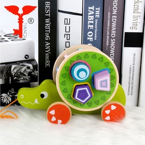 Vente chaude <span class=keywords><strong>géométrique</strong></span> <span class=keywords><strong>forme</strong></span> match jouet nouveau design en bois <span class=keywords><strong>animaux</strong></span> de <span class=keywords><strong>dessin</strong></span> animé jouet de remorque - Product Image 5