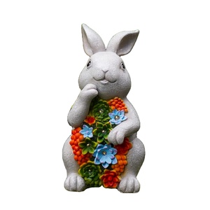 Estatua <span class=keywords><strong>de</strong></span> Conejo <span class=keywords><strong>de</strong></span> Resina para Jardín, con 7 Luces LED, Decoración Navideña para Césped, Patio, Balcón, Adorno Artístico - Product Image 2