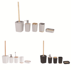 <strong>Bamboo</strong> and Plastic Bathroom Accessory <strong>Set</strong> Bathroom Accessories Vanity <strong>Set</strong> Practical Toilet Kit Bath Essential for Home <strong>Washing</strong> - Product Image 6
