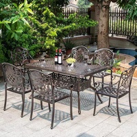 Ensemble de table et chaises en fonte d'aluminium de style européen pour jardin, cour, balcon, mobilier d'extérieur trois pièces