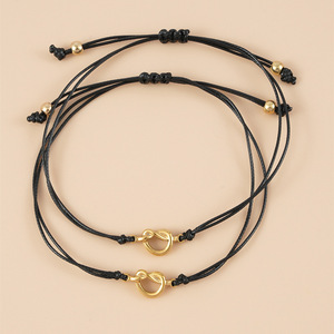 Juego de 2 Pulseras de Hilo Negro Hechas a Mano con Nudo de <span class=keywords><strong>la</strong></span> <span class=keywords><strong>Amistad</strong></span> para Protección y Buena Suerte, Pulsera de Cuerda Trenzada de Acero Inoxidable - Product Image 5
